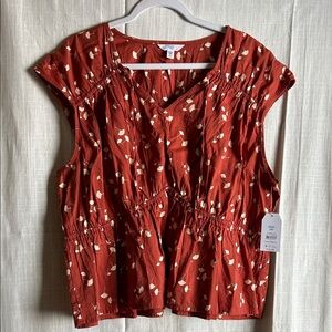 Time and Tru Rust Floral Blouse